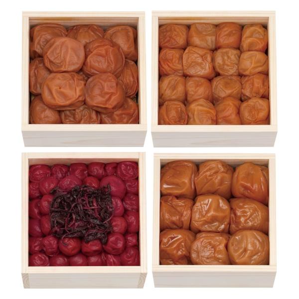 高級南高梅 食べ比べ4種（うす塩 はちみつ しそ 白干し）1kg 紀州塗網代箱入  ギフト  梅干し...