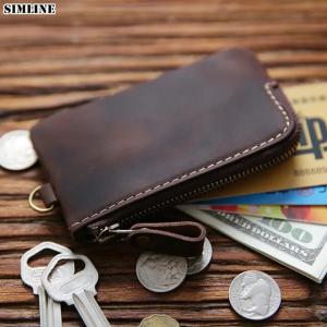 シムライン-本革の財布,男性用,本物の牛革,小さな手作りのキーケース,オーガナイザー｜ichi-shop