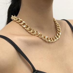 女性のための大きな金と銀のネックレス,太いロックチェーン,パーティージュエリーギフト,ファッション2021｜ichi-shop