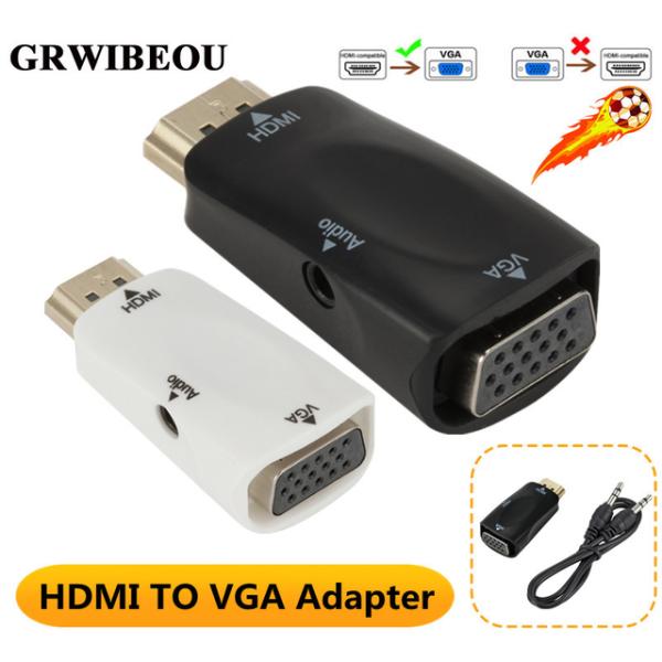 GRWIBEOU-オーディオケーブル付きHdmiからvgaへのコンバーターケーブル,オス-vga,メ...