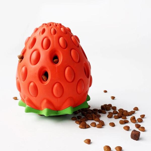 Dualpet-子供にやさしい食品ディスペンサー犬のおもちゃ,頑丈なイチゴの形,環境に優しい食品のお...