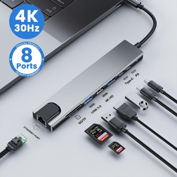 USB Type Cハブ,Macbook Air m1 ipad pro rj45 hdmi用のドッ...