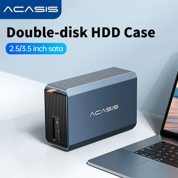 Acasis-デュアルベイ外付けハードドライブケース、HDDケース、hd配列、sata to USB...