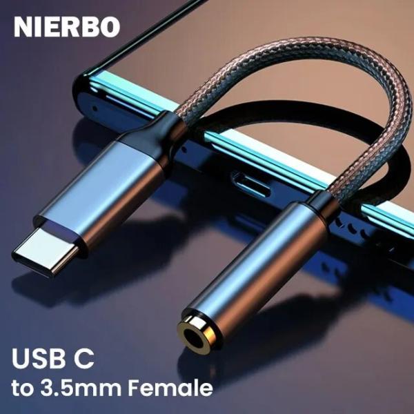 メスヘッドフォンジャックアダプター,NIERBO-USB c?3.5mm,タイプc,模造オーディオ,...