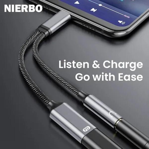 充電器とヘッドフォン用の2-in-1コネクタ,NIERBO-USB c-3.5mm,コネクタ,ミニオ...