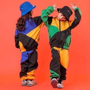 子供クールヒップホップの服ポケットハイネックジャケットトップコートランニングカジュアルジョガーパンツガールズボーイズジャズダンス衣装服｜ichi-shop