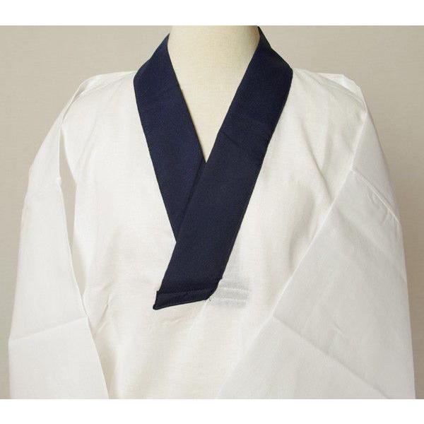 男物半襦袢　Vネック紺色衿付半襦袢 M/L/LLサイズ　抗菌加工　襟が広がらない