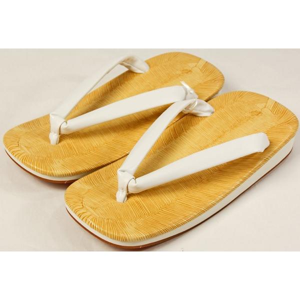 男物着物履物　石畳、アスファルト用　アメゴム底雪駄M/Ｌサイズ　白鼻緒　お祭り、神社、お寺、フォーマ...