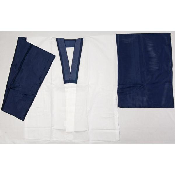 男夏着物用半襦袢　駒絽　紺色半衿付　M/L/LL　身頃は晒で快適　半衿と袖は夏用絽の紺色で普段着用　...