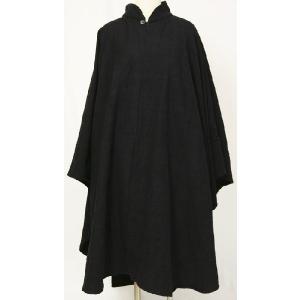 紳士マント　U字型デザイン　黒色綿生地　着物、作務衣用　和洋兼用　カジュアルメンズアウター