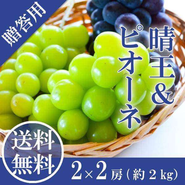 2025 ギフト 岡山県産 シャインマスカット 晴王 ピオーネ 赤秀品 4房 (500g×4) 贈答...