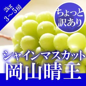 岡山県産 シャインマスカット 晴王 3〜5房 2kg 訳あり 家庭用 ブドウ ぶどう 葡萄 軸枯れ・スレ・傷 あり｜ichiba-koubou