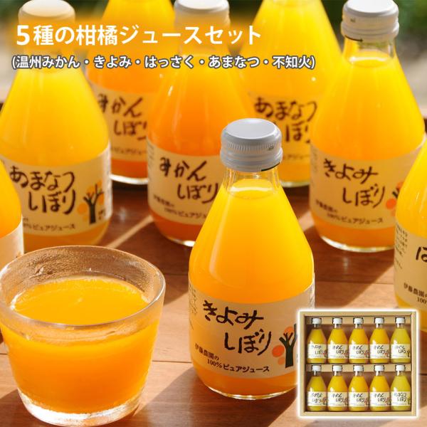 和歌山 5種の柑橘ジュース セット (温州みかん・きよみ・はっさく・あまなつ・不知火) 人気の5種を...