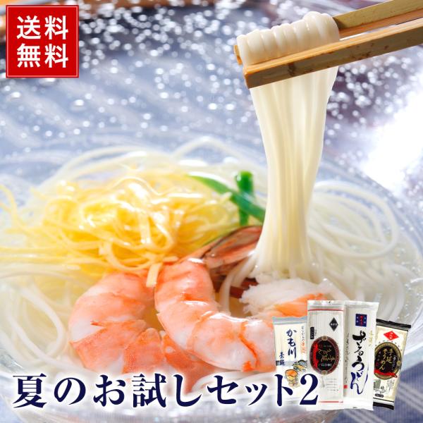 送料無料 夏のお試しセット2 （約9人前） 備中 かも川 手延べうどん 手延べそうめん お中元 お盆...