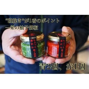 柚子胡椒 青赤3個 一栄の粗挽 送料無料 贈り物 九州  福岡福津市 調味料 ゆずこしょう