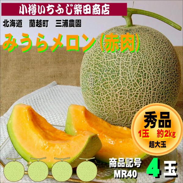 みうらメロン(ティアラ)　約2kg　4玉　蘭越町　三浦農園