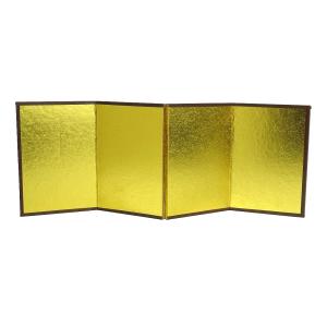 梅印 】 ミニ金屏風 三曲 中幅34cm×高さ16.5cm 屏風 金屏風 びょうぶ