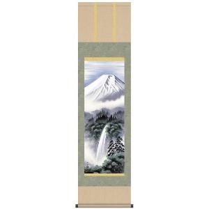 秋山信観　彩色山水　掛軸　尺五立 日本画家 秋山信観彩色山水掛軸尺五立 日本画家