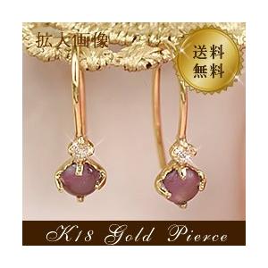 18金 ロードライトガーネット キュービックジルコニア フックピアス 18k K18 ゴールド 1月 誕生石 ( 誕生日プレゼント 女性 レディース )｜ichigo