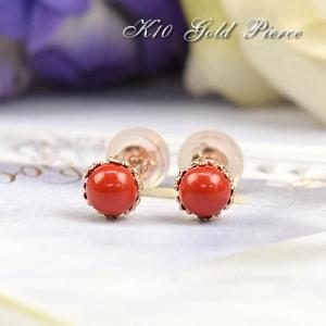 宝石珊瑚のSANSUI ピンク サンゴ 深海 珊瑚 ピアス K18 18金 イエロー