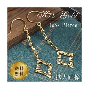 18金 揺れるピアス フックピアス ゴールド K18 チェーンピアス 18k ( 誕生日プレゼント 女性 レディース )｜ichigo