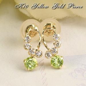 18金 ピアス ペリドット 0.8ct スクエア ゴールド 両耳 レディース