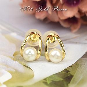 18金 パールピアス スタッドピアス 18k K18 ゴールド 淡水真珠 6月 誕生石 pearl ( 誕生日プレゼント 女性 レディース )｜ichigo