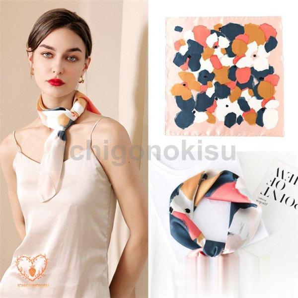 シルク タッチ スカーフ レディース 春 夏 秋 冬 用 サテン 生地 馬 馬車 柄 正方形70*7...