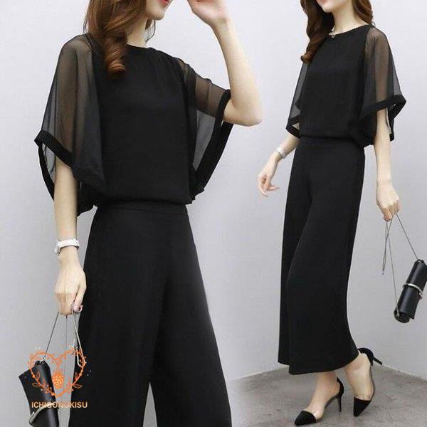 セットアップ レディース 春夏 40代 七分袖 カジュアル 2点セット トップス ブラウス シフォン...