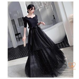 ワンピース レディース パーティードレス Vネック ミモレ丈 結婚式