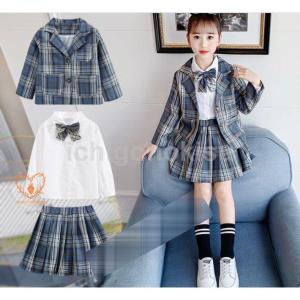キッズ セットアップ チェック柄 プリーツスカート 上下セット