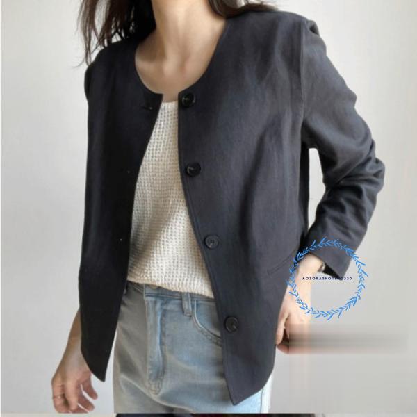 ジャケット ノーカラージャケット カーディガン レディース 羽織り ライトアウター 長袖 トップス ...