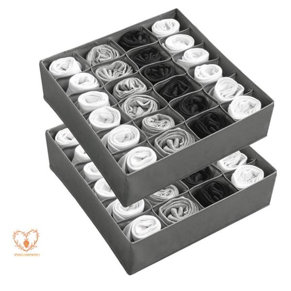 靴下収納ボックス 下着収納ボックス 折り畳み 24マス 引き出し仕切り オーガナイザー 収納ケース ...