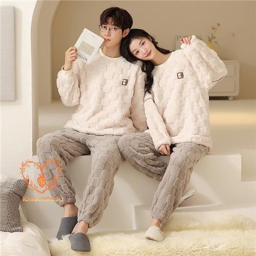 ペアパジャマ 冬 モコモコ カップル ペア ルームウェア セット 長袖 ペア パジャマ 夫婦 もこも...