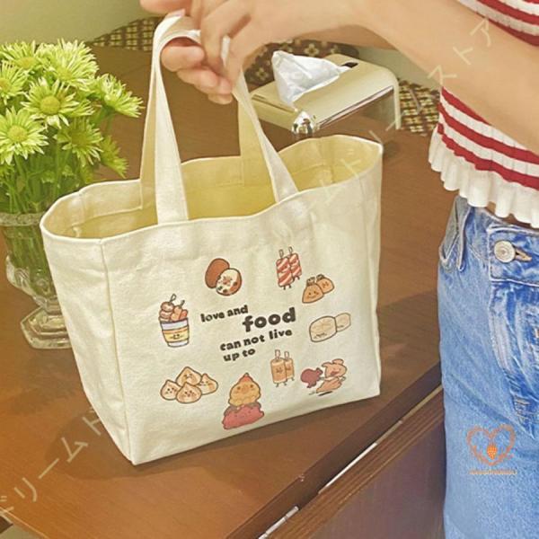 トートバッグ 大学生 布 収納 お弁当 キャンバス 小さいサイズ かわいい卒園式 入学式 アウトドア...