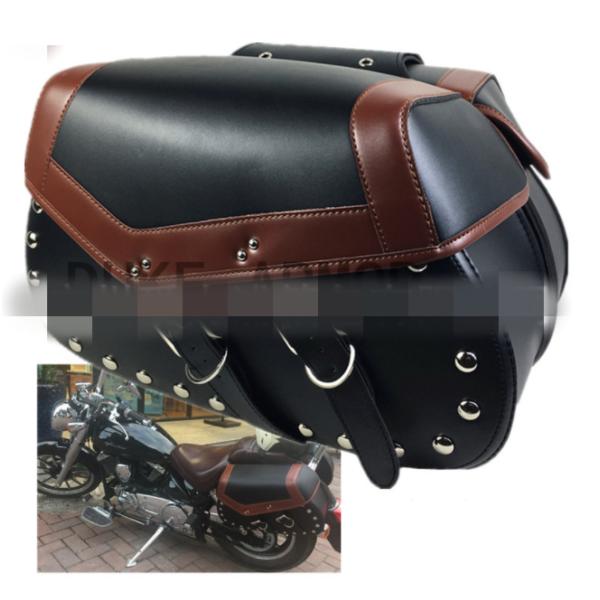 バイクサドルバッグ 特大PVC合成皮革絶縁スローオーバーヘビーデューティサドルバッグツールバッグ -...