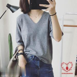 Tシャツ レディース トップス Vネック 無地 5分袖 着痩せ カジュアル フリーサイズ 10色展開 きれいめ カジュアル 夏コーデ サマー風 ルームウェア アウトドア