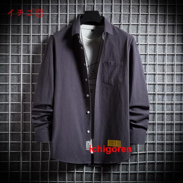 白シャツ メンズ 長袖シャツ カジュアルシャツ 綿100％ ロゴ シャツ 通勤 春服 秋服 30代 ...