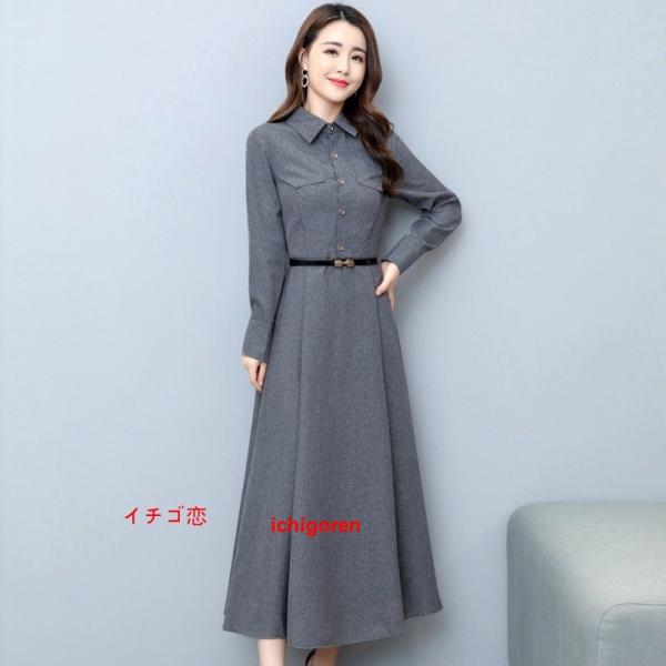 パーティードレス冬 ワンピースレディース40代きれいめ 綿麻ワンピースレディース 折り襟 入学式服装...