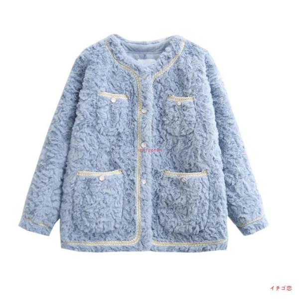 ボアジャケット レディース ノーカラージャケット ブルゾン モコモコ 羽織 ボアブルゾン コート あ...