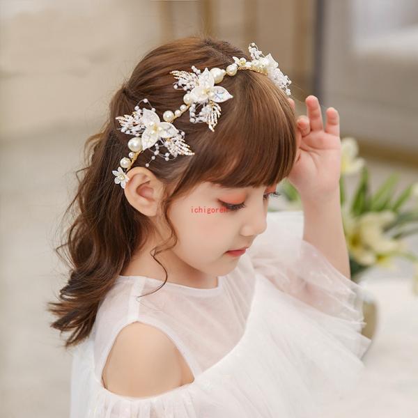 爆買子供ヘアアクセサリー 花輪 子どもカチューシャ キッズ髪飾り フラワーガール結婚式 子供フォーマ...