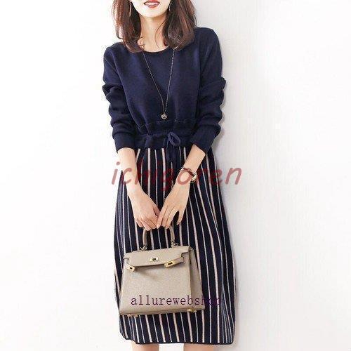 ドッキングワンピース 20代 30代 40代 50代 通勤 オフィス ひざ丈 ワンピース レディース...