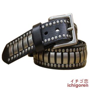 8 2連スタッズベルト メンズ レザーベルト ロック パンク : 8(eight