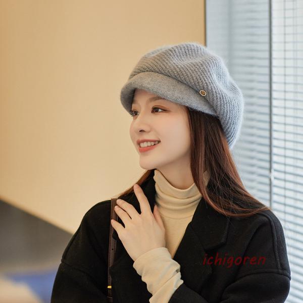 ウール キャスケット レディース つば付き キャップ 小顔効果 大きいサイズ 帽子 秋冬 冬用 ゆっ...