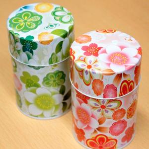 茶筒 茶缶 お茶を入れる缶　印刷缶  「はなおもい 100g用缶