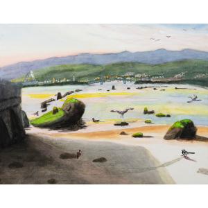 絵画 油絵 春の丹波路 F50号 （猿渡一根） 【海・山】【肉筆】【油絵