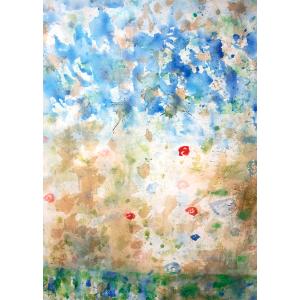 絵画 田村隆枝 油絵 肉筆油絵 雪山風景画 点描画 特別寸法 送料無料