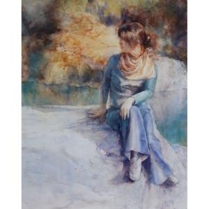 抽象画 絵画 現代アート 水彩画 若松愛子 works L-6 インテリア