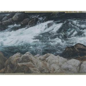 佐久間公憲 「RIVER・流れ（II）」 油彩200号 額付き