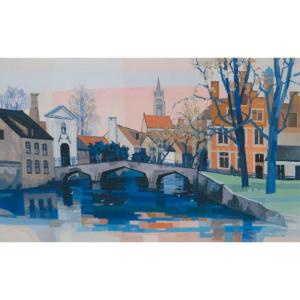 長岡 卓 「新緑の水面（大分県国東半島）」 油彩F6号 : 一枚の繪